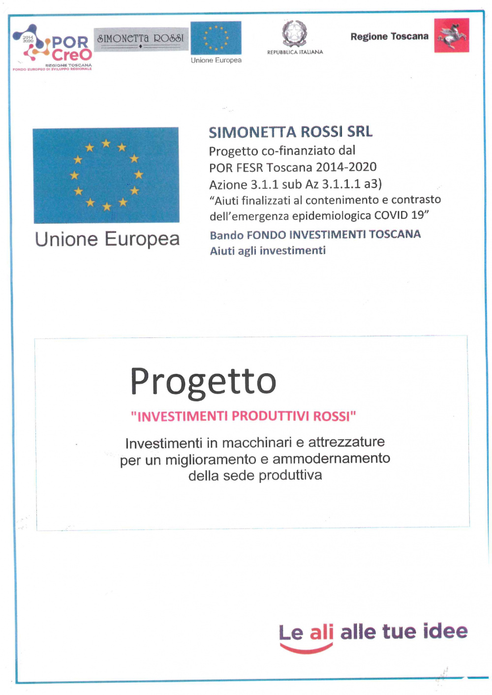 Progetto POR FESR Toscana 2014-2020